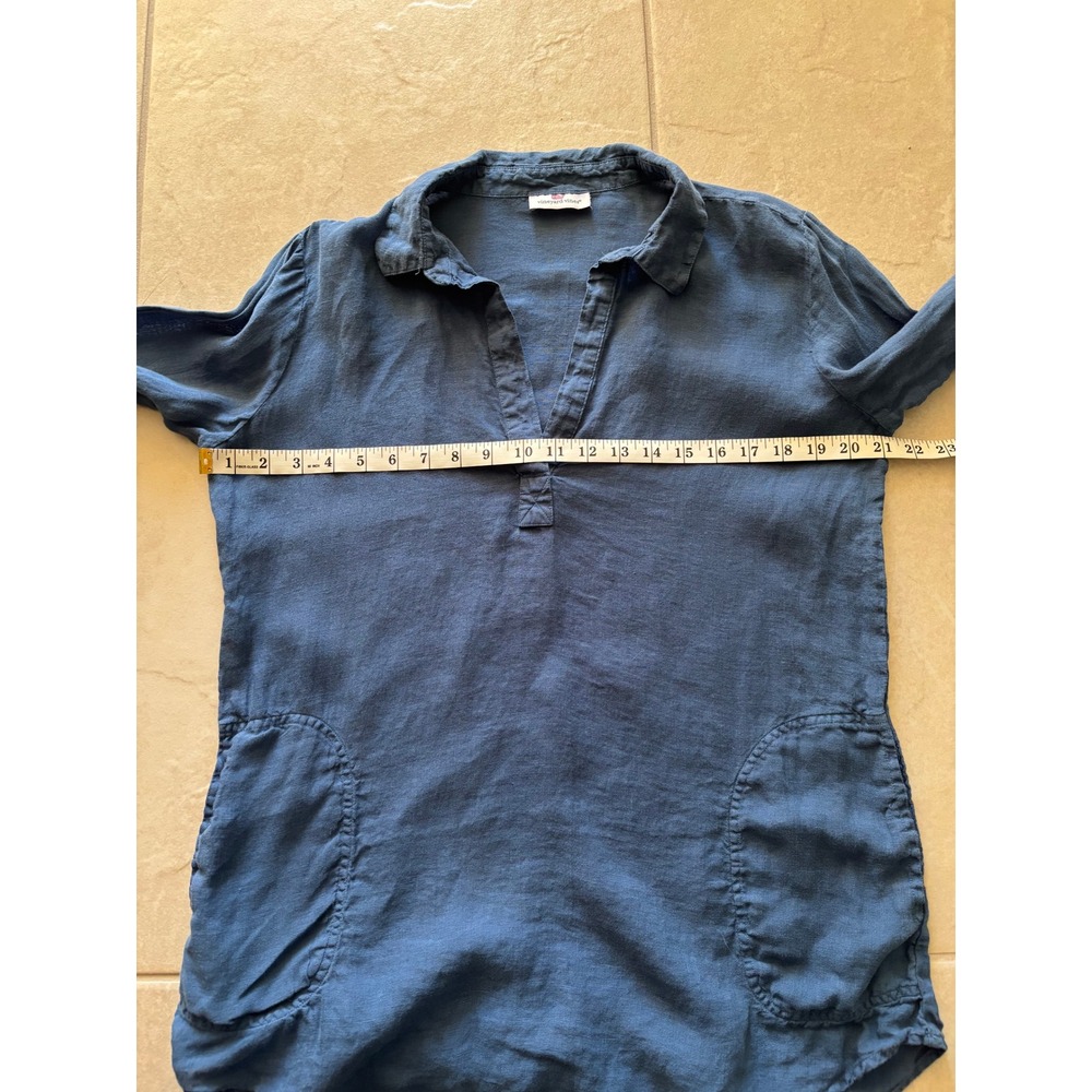 Vineyard Vines Tunic Womens Medium Blue Linen Beach Coastal Preppy Travel Resort - Picture 5 of 6